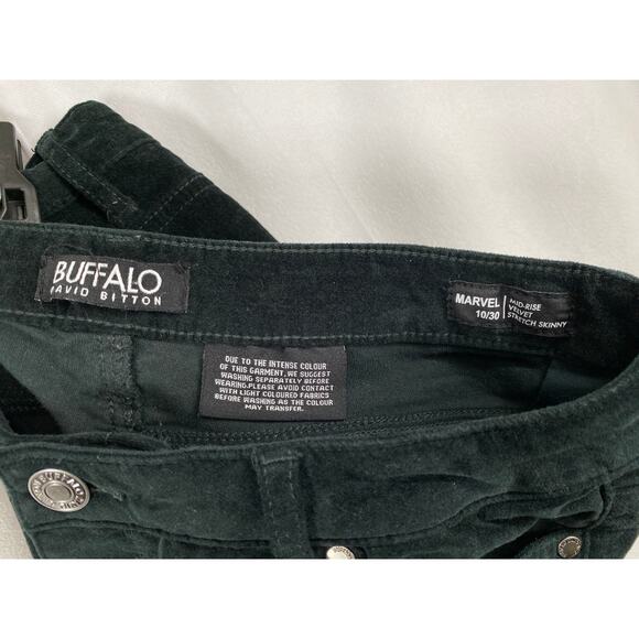 Buffalo David Bitton Marvel Mid Rise Black Velvet Stretch Skinny Jeans Size 10 - Picture 3 of 7